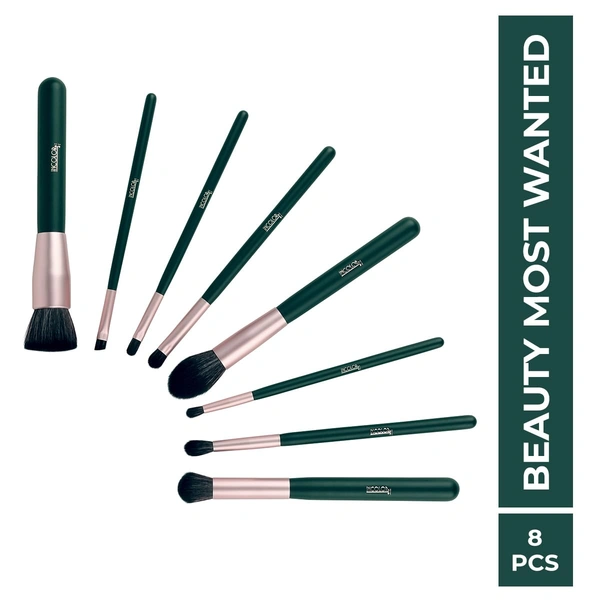 Incolor 8?Piece Makeup Brush Set | Powder, Foundation, Eyeshadow, Angled Liner, Concealer, Highlighter, Pencil & Blending Face Brushes | Soft, Durable Bristles