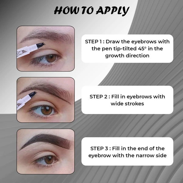 Incolor EY083 4 Forked Long Lasting Eyebrow Pencil Brown with Precision Micro-Fork Tip | Smudge-Proof & Natural Hair-Like Finish | Easy Brow Definer