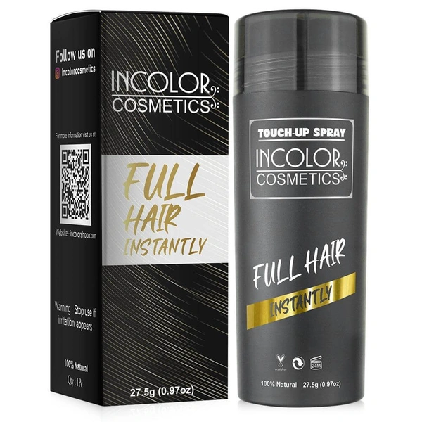 Incolor Hair Fiber Powder - Dark Brown | Instantly Covers Bald Spots & Thinning Hair | Natural-Looking Volume | Long-Lasting, Sweat & Wind Resistant Hair Concealer
