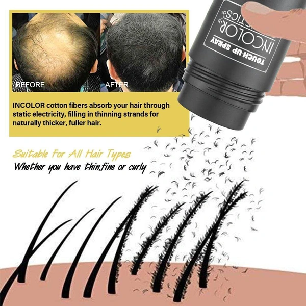 Incolor Hair Fiber Powder - Dark Brown | Instantly Covers Bald Spots & Thinning Hair | Natural-Looking Volume | Long-Lasting, Sweat & Wind Resistant Hair Concealer