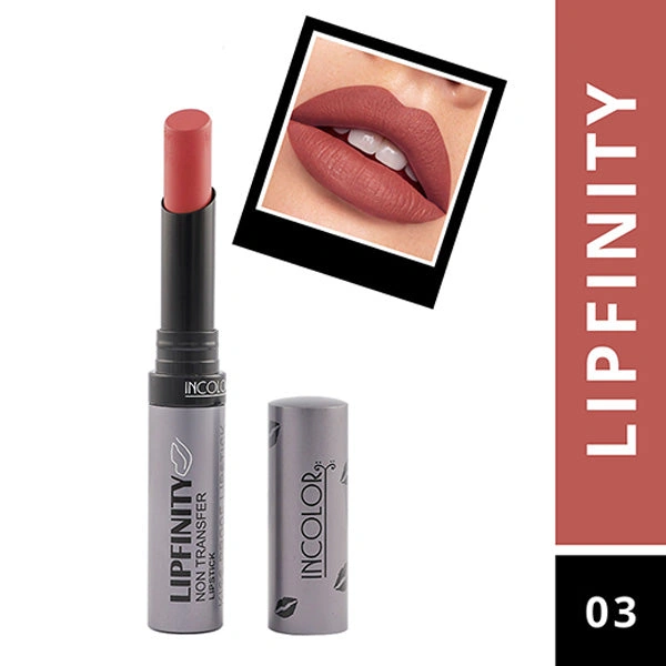 Incolor Lipfinity Non-Transfer Lipstick Shade 03 |  Bold Matte Finish | Long-Lasting & Smudge-Proof Formula | Lightweight Texture & Hydrating | Travel-Friendly Size