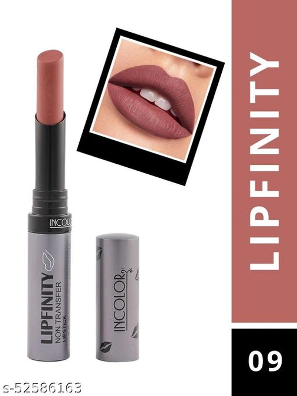 Incolor Lipfinity Non-Transfer Lipstick Shade 09 |  Intense Matte Finish | Long-Lasting Wear | Smudge-Proof & Lightweight Texture | Hydrating Formula & Travel-Friendly Size