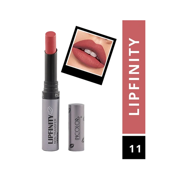 Incolor Lipfinity Non-Transfer Lipstick Shade 11 |  Intense Matte Finish | Long-Lasting Wear | Smudge-Proof & Lightweight Texture | Hydrating Formula & Travel-Friendly Size