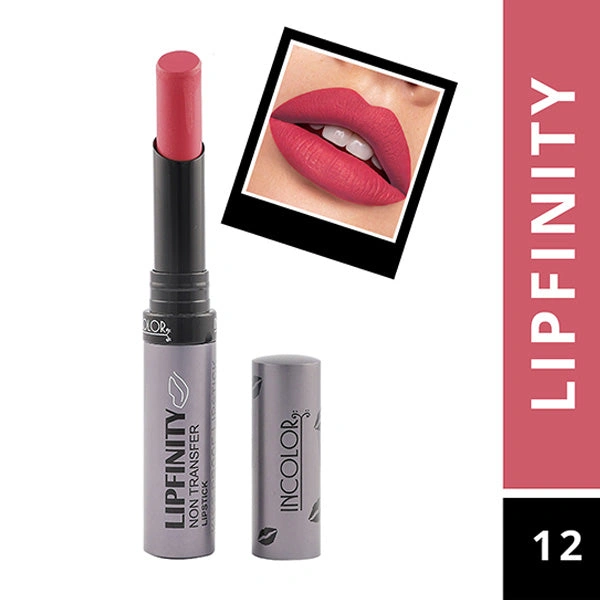 Incolor Lipfinity Non-Transfer Lipstick Shade 12 |  Intense Matte Finish | Long-Lasting Wear | Smudge-Proof & Lightweight Texture | Hydrating Formula & Travel-Friendly Size