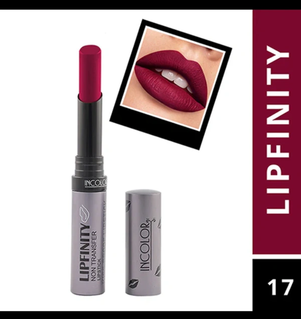 Incolor Lipfinity Non-Transfer Lipstick Shade 17 |  Intense Matte Finish | Long-Lasting Wear | Smudge-Proof & Lightweight Texture | Hydrating Formula & Travel-Friendly Size