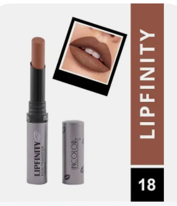 Incolor Lipfinity Non-Transfer Lipstick Shade 18 |  Intense Matte Finish | Long-Lasting Wear | Smudge-Proof & Lightweight Texture | Hydrating Formula & Travel-Friendly Size