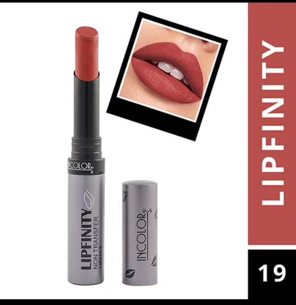 Incolor Lipfinity Non-Transfer Lipstick Shade 19 |  Intense Matte Finish | Long-Lasting Wear | Smudge-Proof & Lightweight Texture | Hydrating Formula & Travel-Friendly Size