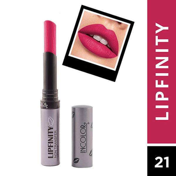 Incolor Lipfinity Non-Transfer Lipstick Shade 21 |  Intense Matte Finish | Long-Lasting Wear | Smudge-Proof & Lightweight Texture | Hydrating Formula & Travel-Friendly Size
