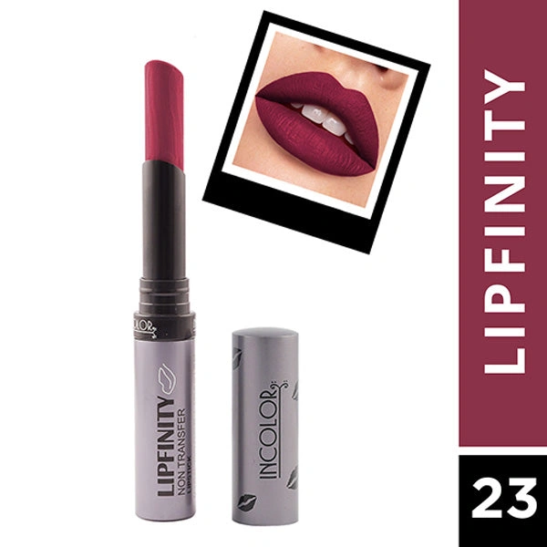 Incolor Lipfinity Non-Transfer Lipstick Shade 23 |  Intense Matte Finish | Long-Lasting Wear | Smudge-Proof & Lightweight Texture | Hydrating Formula & Travel-Friendly Size