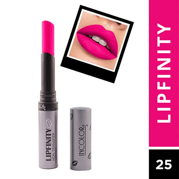 Incolor Lipfinity Non-Transfer Lipstick Shade 25 |  Intense Matte Finish | Long-Lasting Wear | Smudge-Proof & Lightweight Texture | Hydrating Formula & Travel-Friendly Size