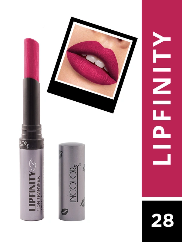 Incolor Lipfinity Non-Transfer Lipstick Shade 28 |  Intense Matte Finish | Long-Lasting Wear | Smudge-Proof & Lightweight Texture | Hydrating Formula & Travel-Friendly Size