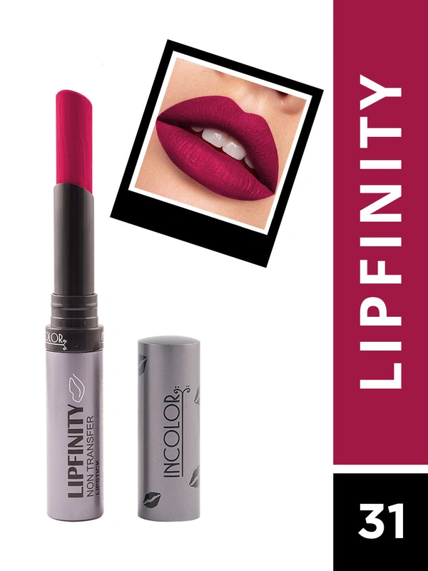 Incolor Lipfinity Non-Transfer Lipstick Shade 31 |  Intense Matte Finish | Long-Lasting Wear | Smudge-Proof & Lightweight Texture | Hydrating Formula & Travel-Friendly Size