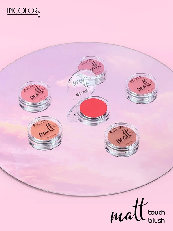 Incolor Long Lasting Matt Touch Blusher 5g Shade 04 | Smooth Matte Cheek Blush Powder, Lightweight, Blendable & Buildable Color for Long-Lasting Natural Finish