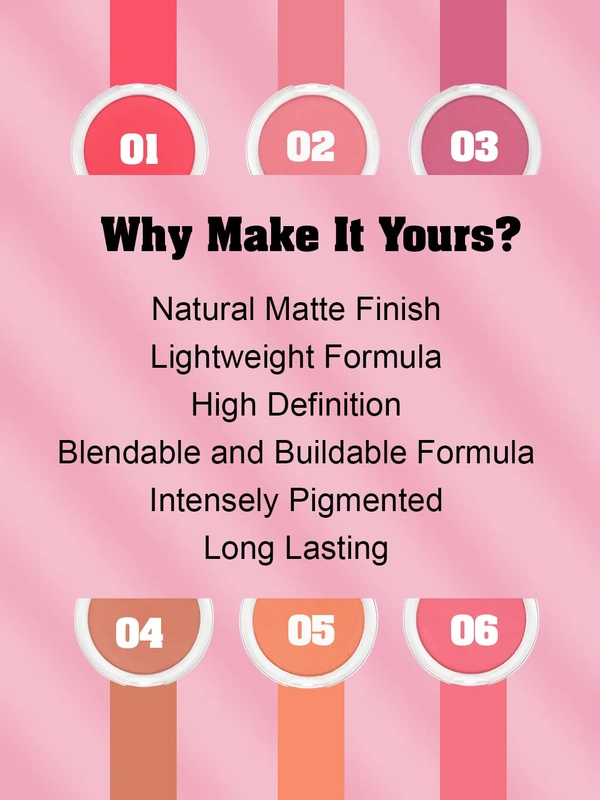 Incolor Long Lasting Matt Touch Blusher 5g Shade 04 | Smooth Matte Cheek Blush Powder, Lightweight, Blendable & Buildable Color for Long-Lasting Natural Finish