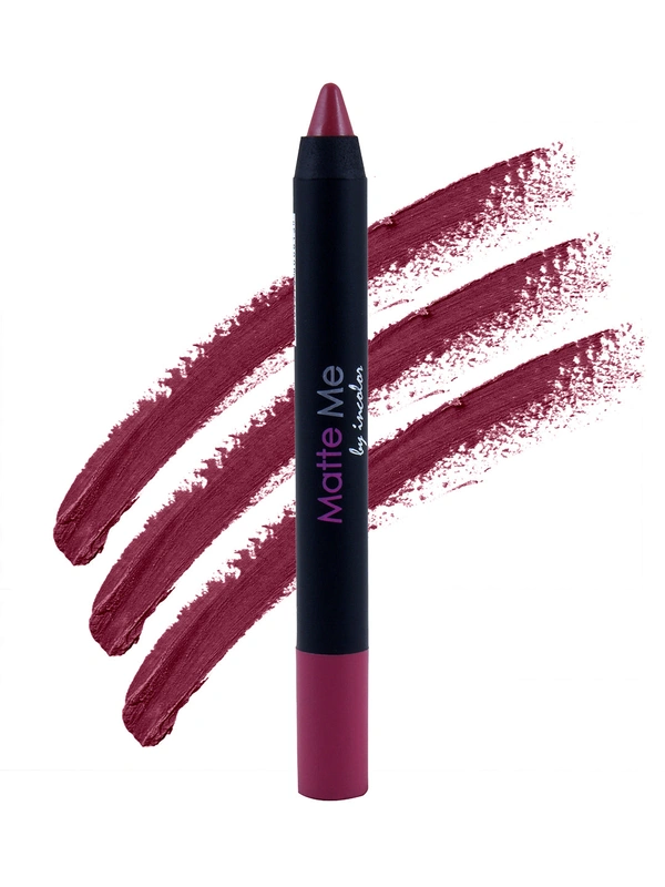 Incolor Matte Me Crayon Pencil Lipstick 01 Kitty Party | Smooth Matte Finish & Long-Lasting | Lightweight & Full Coverage Lip Color Crayon for Daily & Party Wear