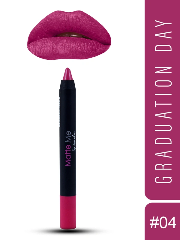 Incolor Matte Me Crayon Pencil Lipstick 04 Graduation Day |  Bold Matte Lip Crayon & Smooth Texture | Long-Lasting Wear & Precise Application | Lightweight Everyday Essential