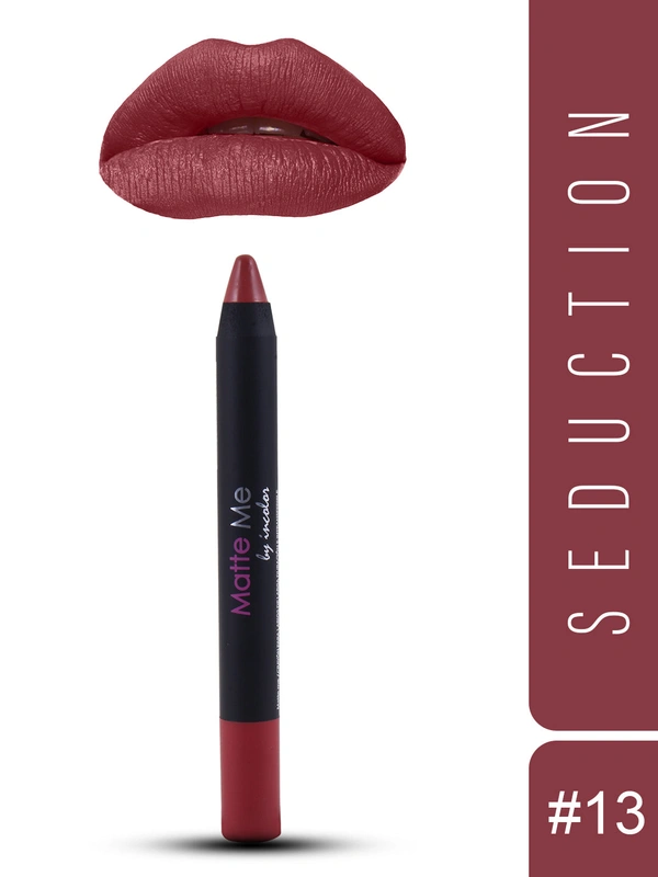 Incolor Matte Me Crayon Pencil Lipstick 13 Seducation|  Luxurious Matte Finish & Creamy Texture | Long-Lasting Wear & Precise Crayon Design | Lightweight Formula for All-Day Comfort