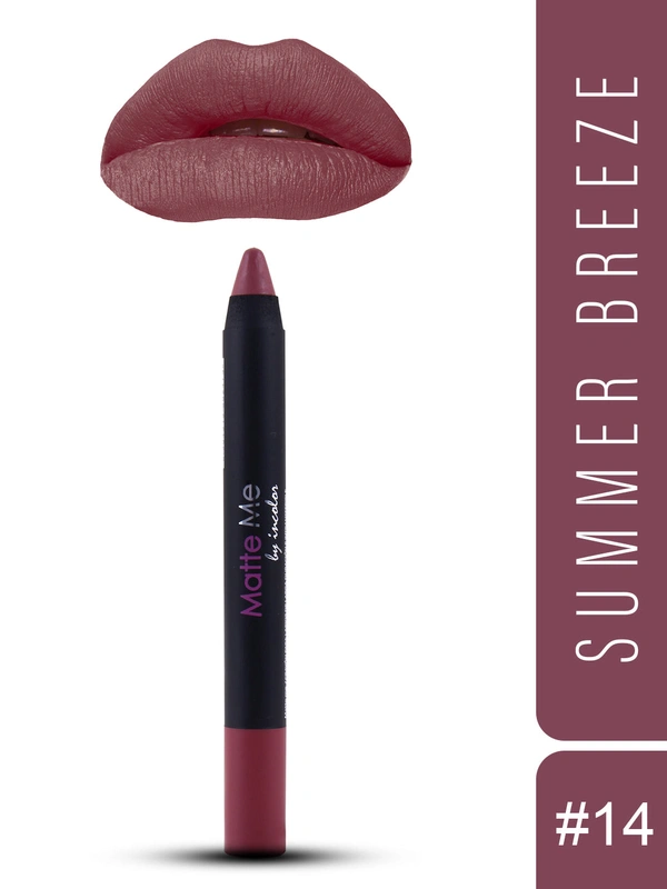 Incolor Matte Me Crayon Pencil Lipstick 14 Summer Breeze|  Bold Matte Finish & Creamy Application | Long-Lasting Color & Lightweight Texture | Precise & Travel-Friendly Crayon