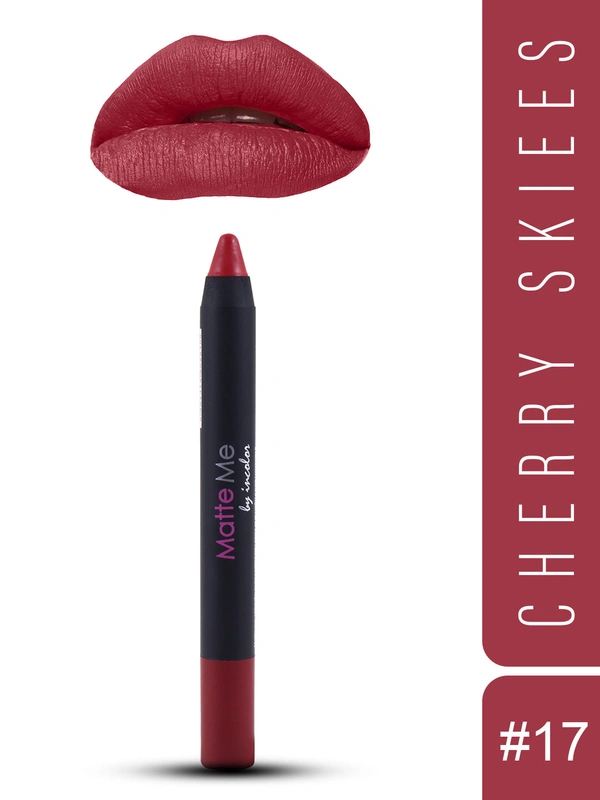 Incolor Matte Me Crayon Pencil Lipstick 17 Cherry Skies| Bold Matte Finish & Creamy Texture | Long-Lasting Wear & Precise Crayon Design | Lightweight Formula for All-Day Comfort
