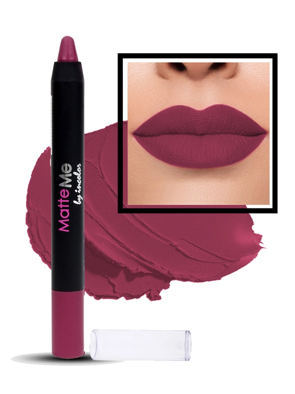 Incolor Matte Me Crayon Pencil Lipstick 26 Mouve On | Elegant Matte Finish & Creamy Texture | Long-Lasting Wear & Precise Crayon Design | Lightweight Formula for All-Day Comfort