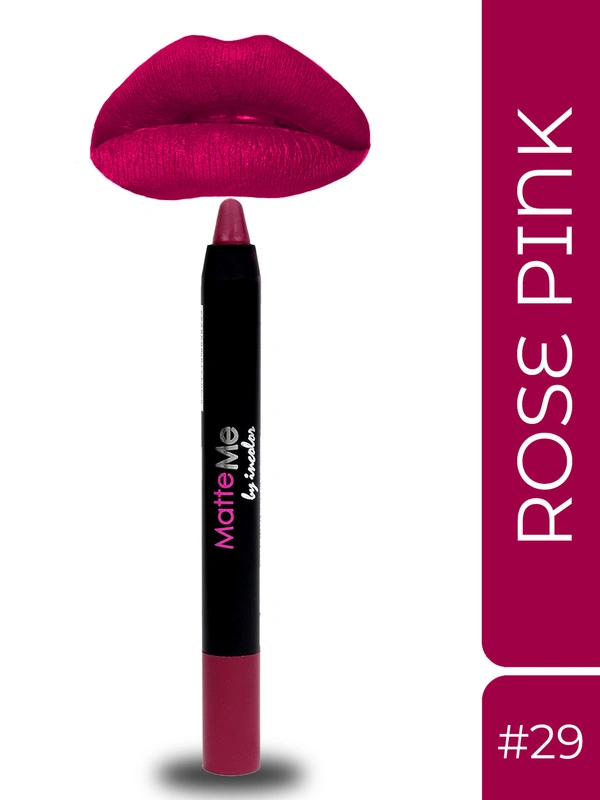 Incolor Matte Me Crayon Pencil Lipstick 29 Rose Pink | Soft Matte Finish & Creamy Texture | Long-Lasting Wear & Precise Crayon Design | Lightweight Formula for All-Day Comfort