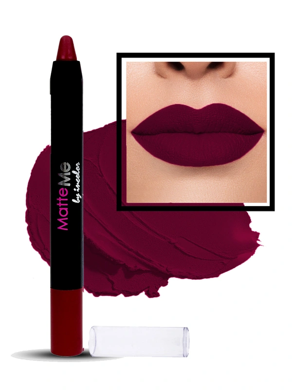 Incolor Matte Me Crayon Pencil Lipstick 30 Bloody Maroon | Deep Maroon Matte Finish & Creamy Texture | Full Coverage, Long-Lasting Wear & Precise Crayon Design | Lightweight Formula for All-Day Comfort