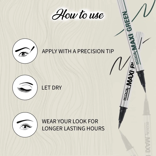 Incolor Maxi Pen Eyeliner 2gm Shade 01 Black for Women | Highly Pigmented | Long Lasting | Smudge Proof | Easy Sketch Tip | Matte Finish