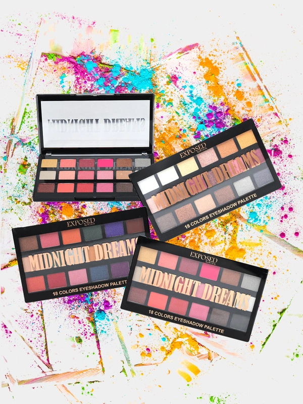 Incolor Midnight Dreams 18 in 1 Color Eyeshadow Palette 25g, Shade 02 | Waterproof Eye Makeup | Matte & Glitter Finish | Multicolor Palette