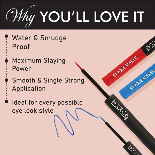 Incolor Stroke Maker Eyeliner Shade 04 Brown Perfection | Intense Matte Finish | Quick Dry & 24HR Long Lasting | Waterproof & Smudgeproof | Fine Tip Precision