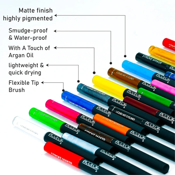 Incolor Stroke Maker Eyeliner Shade 04 Brown Perfection | Intense Matte Finish | Quick Dry & 24HR Long Lasting | Waterproof & Smudgeproof | Fine Tip Precision