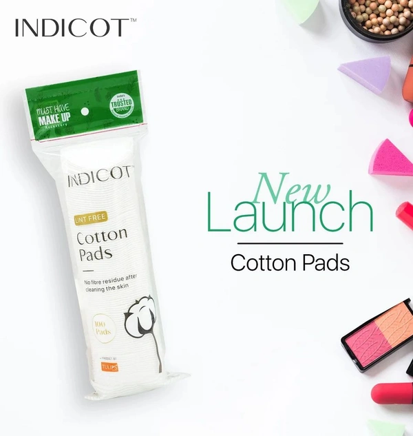Tulips Indicot Round Cotton 50  Pads |100% Pure Soft Cotton | Safe for Sensitive Skin | Perfect for Makeup Application & Removal"