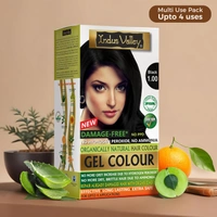 Indus Valley INDUS VALLEY Damage Free Natural Gel Hair Colour 220ml  Black 1.00 for Women & Men | 100% Grey Coverage | No Ammonia, No PPD | Organic Herbal Based Conditioning Hair Color