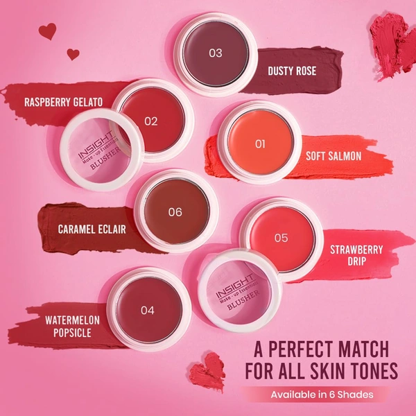 Insight Creme Blusher Soft Salmon, 3.5g | Creamy, Buildable Blusher for Natural Flush | Long-Lasting, Smooth Formula | Ideal for All Skin Types