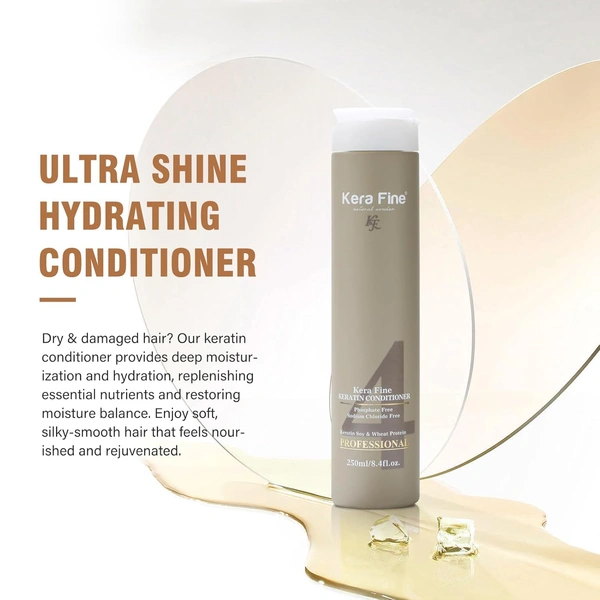 KERA FINE Kera Fine Keratin Conditioner 250ml | Sulfate, Paraben, Phosphate & Sodium Chloride Free | Enriched with Keratin, Soy & Wheat Protein | Professional Hair Care