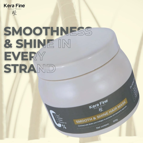 KERA FINE Smooth & Shine Hair Mask for Dry & Frizzy Hair 500g | Deep Conditioning Spa Treatment | Repairs Damage, Adds Shine & Softness | For Chemically Treated Hair