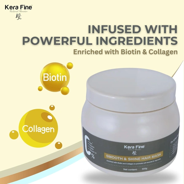 KERA FINE Smooth & Shine Hair Mask for Dry & Frizzy Hair 500g | Deep Conditioning Spa Treatment | Repairs Damage, Adds Shine & Softness | For Chemically Treated Hair