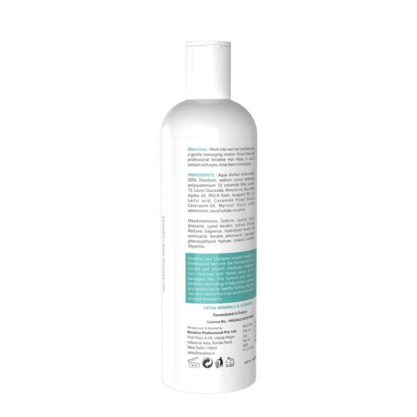 Keratine Professional Smoothening Shampoo 500ml for Weak & Damaged Hair | Enriched with Keratin Protein | Repairs Breakage | Reduces Frizz | Restores Shine & Strength