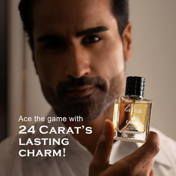 La Pink 24 Carat Luxury Pure Perfume for Men 30ml | White Floral, Tuberose, Amber & Antimatic | Woody, Salty & Leather | Tropical, Musky & Coconut Notes | Long-Lasting Scent