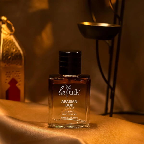 La Pink Arabian Oud Luxury Pure Perfume for Men 30ml | Oud, Warm spicy, Smoky | Rose, Fruity, Leather |Balasmic, Sweet, Woody | Long-lasting Fragrance