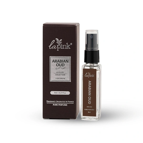 La Pink Arabian Oud Luxury Pure Perfume for Men 8ml | Oud, Warm spicy, Smoky | Rose, Fruity, Leather |Balasmic, Sweet, Woody | Long-lasting Fragrance
