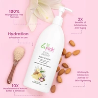 La Pink Natural La Pink Body Lotion Ideal Bright White Haldi 450ml with Kokum Butter & Lily Flower Extract | 100% Microplastic-Free | Deep Moisturization & Brightening | Daily Care