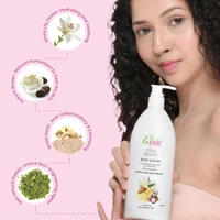 La Pink Natural La Pink Body Lotion Ideal Bright White Haldi 450ml with Kokum Butter & Lily Flower Extract | 100% Microplastic-Free | Deep Moisturization & Brightening | Daily Care