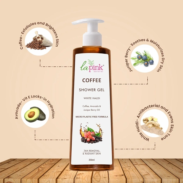 La Pink Natural La Pink Coffee Shower Gel 250ml | White Haldi, Coffee,  Avocado & Juniper Berry Oil | Calming, Smoothing | Microplastic-Free, Skin-Friendly Formula