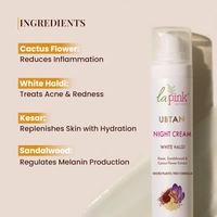 La Pink Natural La Pink  Cream Ubtan White Haldi Night 50g with Kesar, Sandalwood & Cactus Flower Extract | Fades Tan, Blemishes & Dark Spots | Microplastic-Free Night Repair Formula