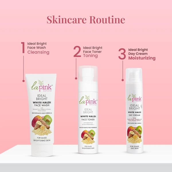 La Pink Natural La Pink  Day Cream Ideal Bright White Haldi 15gm with SPF15 Sun Protection | Brightening & Hydrating | Kakadu Plum, Raspberry & Cactus Flower Extract | 100% Microplastic-Free |All Skin Types