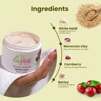 La Pink Natural La Pink Face Mask Young Forever White Haldi 100g with Cranberry, Bakuchi & Mulethi Extract | Brightens Skin & Reduces Fine Lines | Smooth Texture | Microplastic-Free Formula