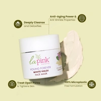La Pink Natural La Pink Face Mask Young Forever White Haldi 100g with Cranberry, Bakuchi & Mulethi Extract | Brightens Skin & Reduces Fine Lines | Smooth Texture | Microplastic-Free Formula