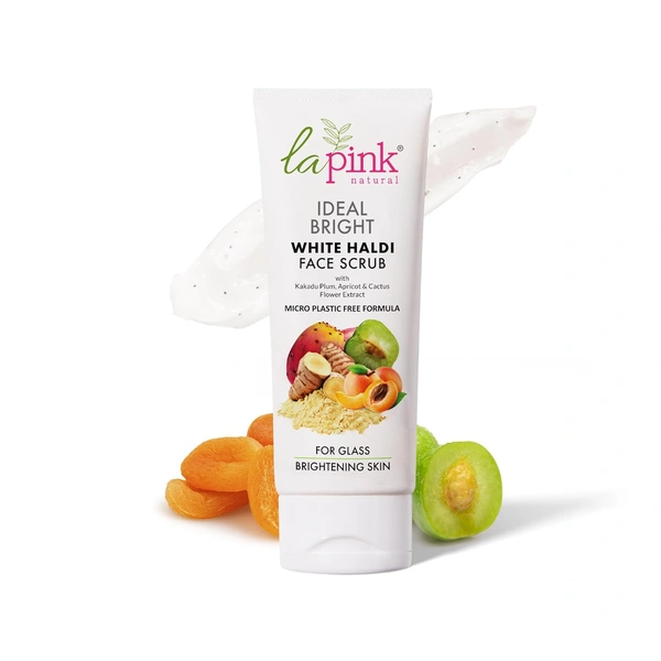 La Pink Natural La Pink Face Scrub Ideal Bright White Haldi 100g | Kakadu Plum, Apricot & Cactus Flower Extract | Deep Cleansing & Brightening | 100% Microplastic-Free | All Skin Types