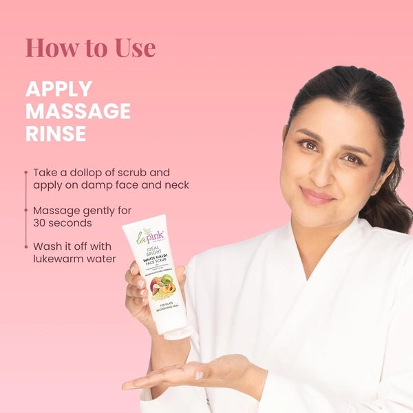 La Pink Natural La Pink Face Scrub Ideal Bright White Haldi 100g | Kakadu Plum, Apricot & Cactus Flower Extract | Deep Cleansing & Brightening | 100% Microplastic-Free | All Skin Types
