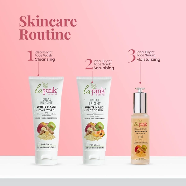 La Pink Natural La Pink Face Scrub Ideal Bright White Haldi 100g | Kakadu Plum, Apricot & Cactus Flower Extract | Deep Cleansing & Brightening | 100% Microplastic-Free | All Skin Types